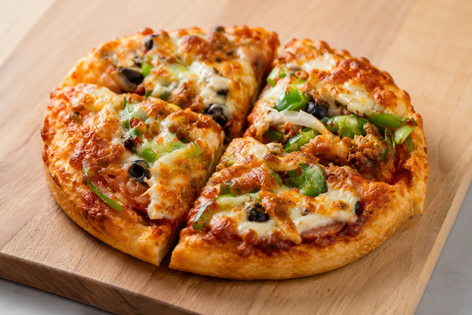 Gourmet specialty pizza with loaded toppings at Pizza Bank in Calgary SW